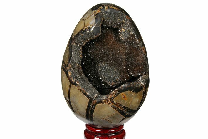 Septarian Dragon Egg Geode - Black Crystals #120908